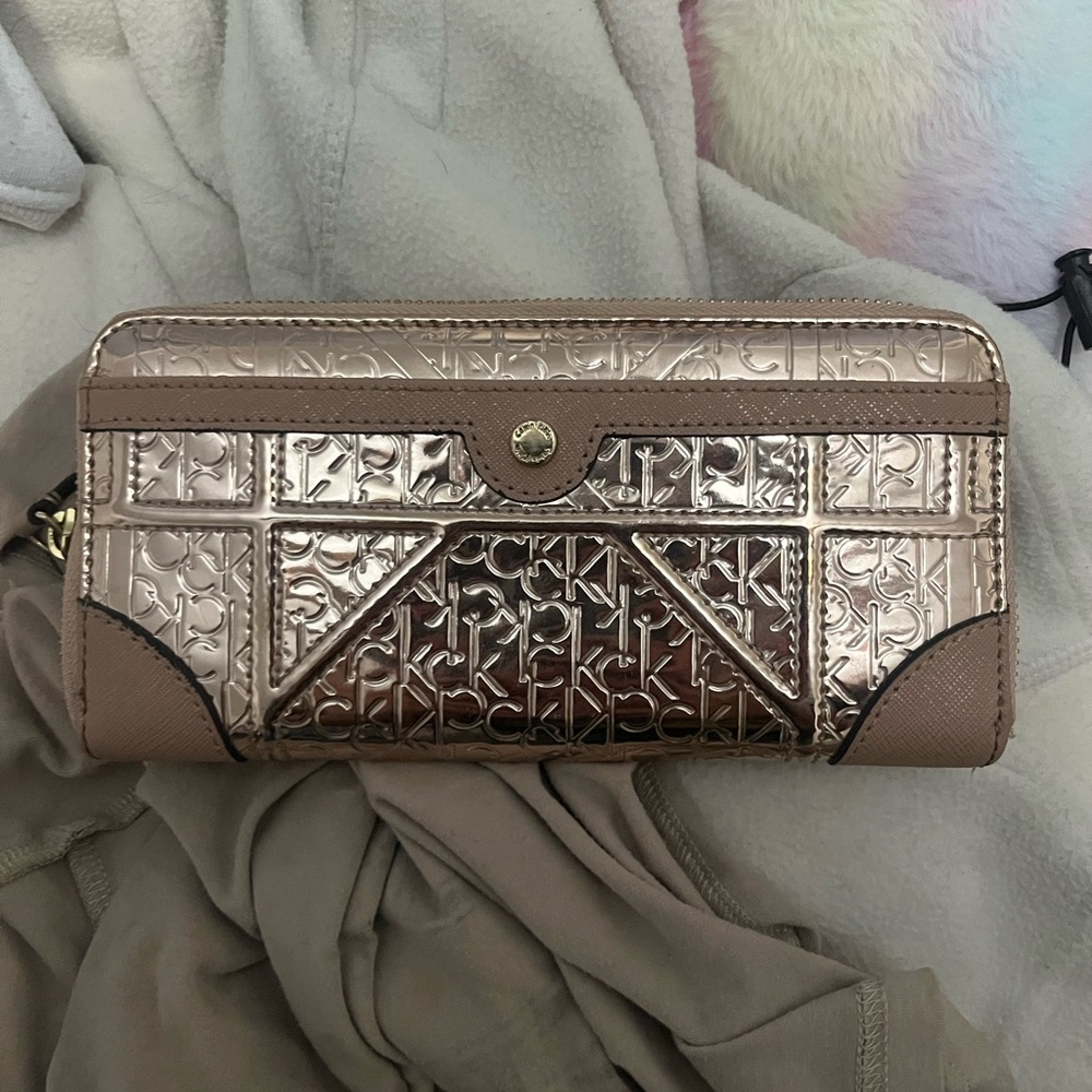 Calvin Klein Embossed Metallic Pink Wallet